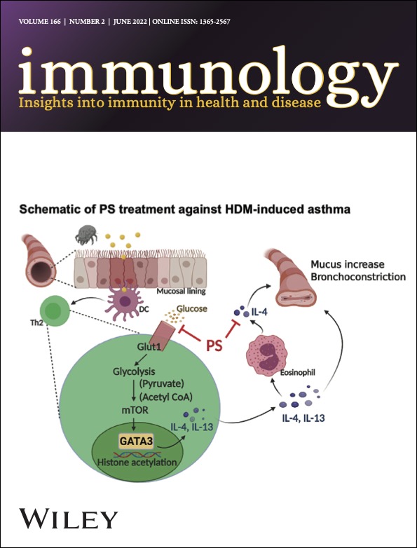 
	國際科學期刊《免疫學》（Immunology）封面
