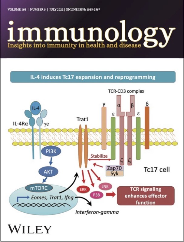 
	國際科學期刊《免疫學》（Immunology）封面

